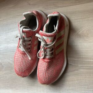 Adidas Kids Coral and Cream Sneakers